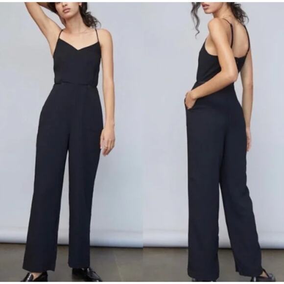 TOPSHOP Black Jumpsuit Sleeveless V Neck US Size 6 - Picture 1 of 10